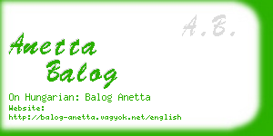 anetta balog business card